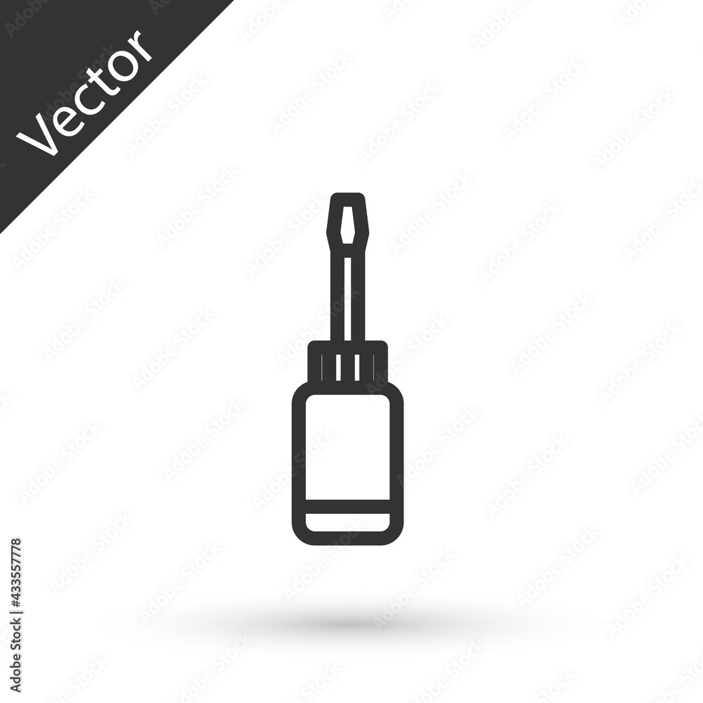 Grey line Screwdriver icon isolated on white background. Service tool symbol. Vector Grey line Screwdriver icon isolated on white background. Service tool symbol. Vector