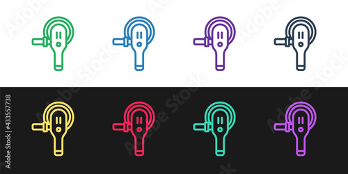 Set line Angle grinder icon isolated on black and white background. Vector