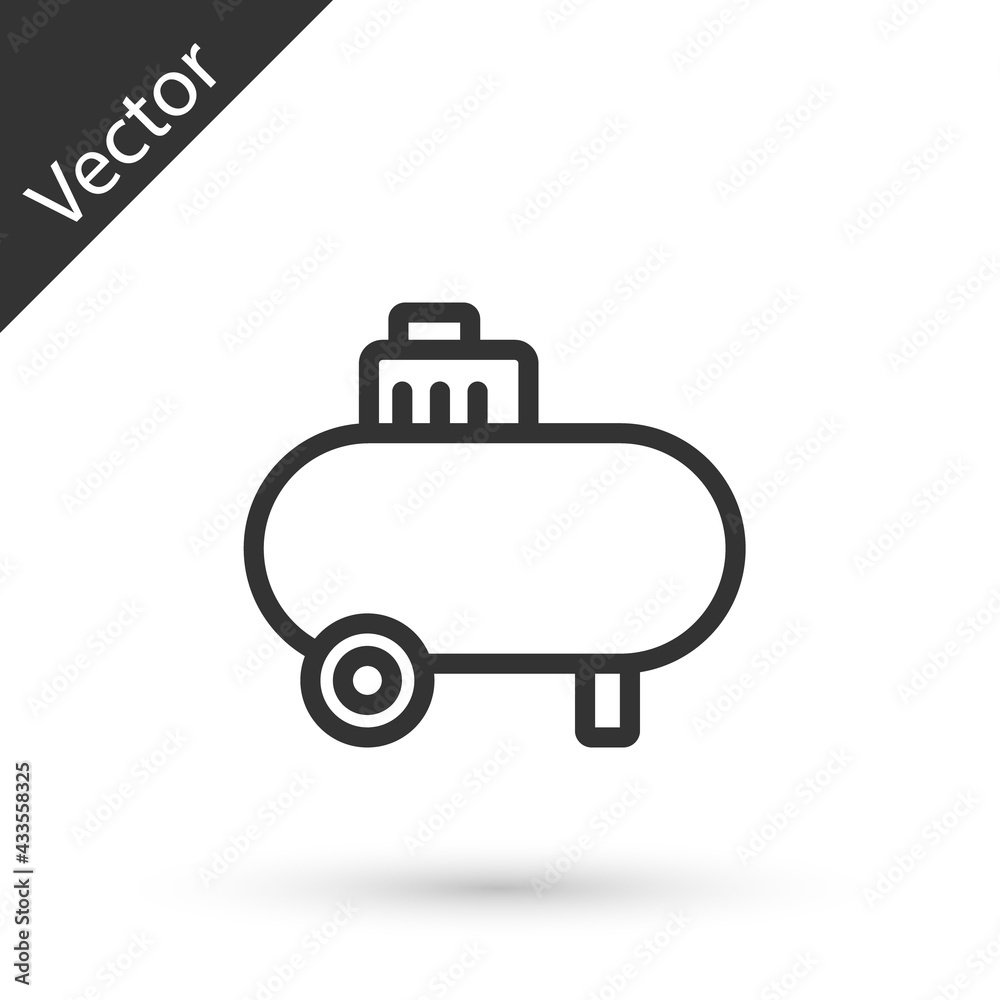 Grey line Air compressor icon isolated on white background. Vector Grey line Air compressor icon isolated on white background. Vector