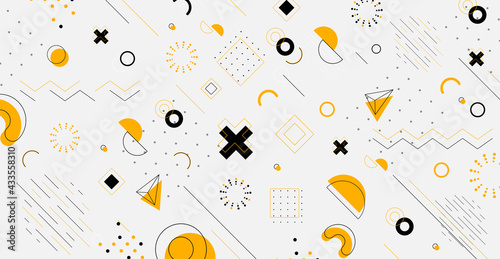 Memphis geometric shape design. Retro elements, vintage, advertisement, commercial banner, poster, flyer, billboard, sale.