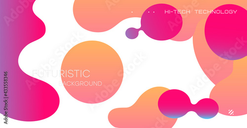 Liquid background with dynamic bubbles. Minimalist retro poster graphic vector illustration.
