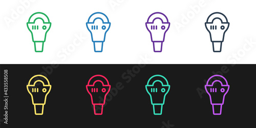 Set line Angle grinder icon isolated on black and white background. Vector