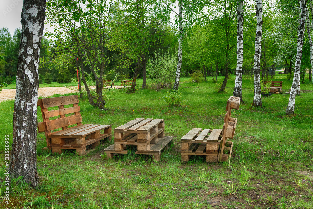 Outdoor furniture made from wood pallets