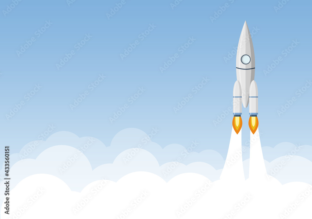 Fototapeta premium Rocket takes off into outer space