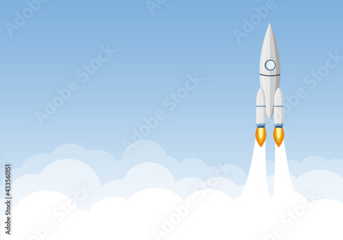 Fototapeta Naklejka Na Ścianę i Meble -  Rocket takes off into outer space