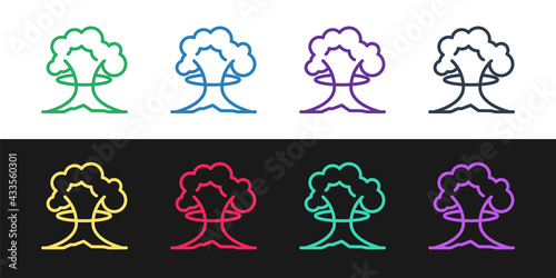 Set line Nuclear explosion icon isolated on black and white background. Atomic bomb. Symbol of nuclear war, end of world. Vector