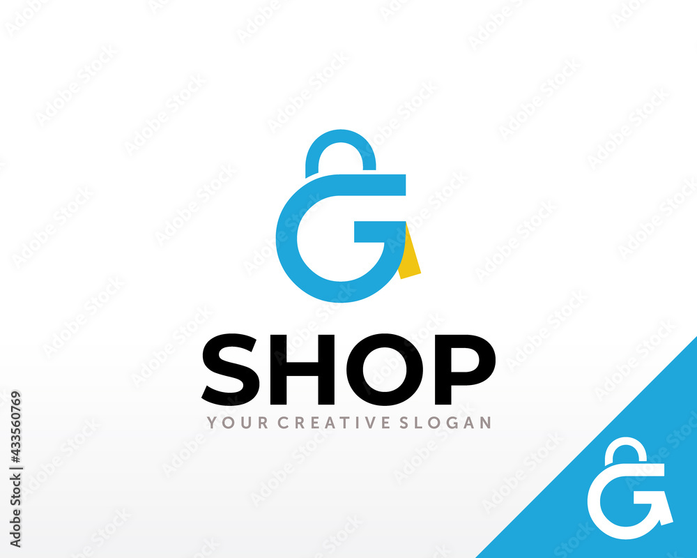 Obraz premium Initial G Shop Logo. Good Shop Logo Design vector