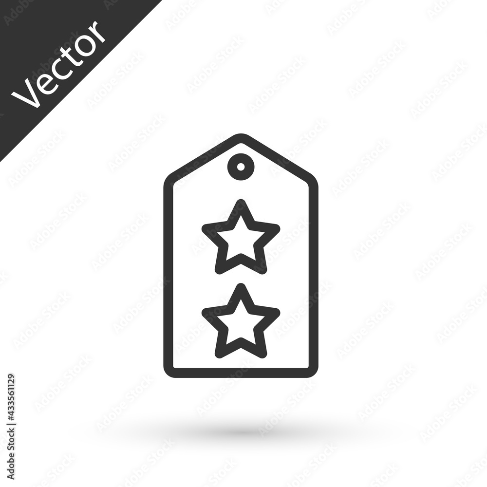 Grey line Military rank icon isolated on white background. Military badge sign. Vector