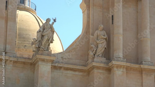 Sicily, Noto town the Baroque Wonder - UNESCO Heritage Site. The cathedral with its staircase