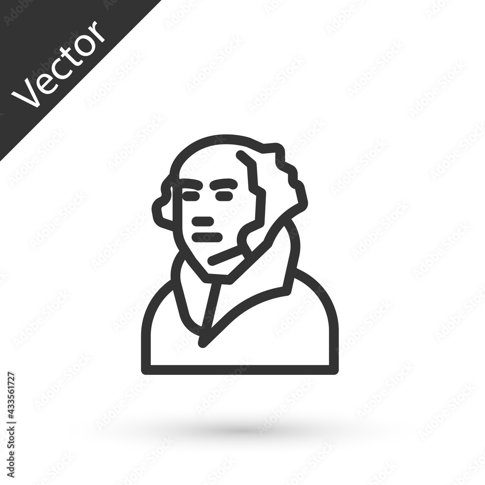 Grey line George Washington icon isolated on white background. Vector Grey line George Washington icon isolated on white background. Vector