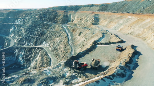 Transport is extracting copper in the open-pit mine