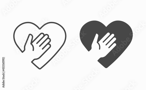 Hand in heart icon. Vector illustration.
