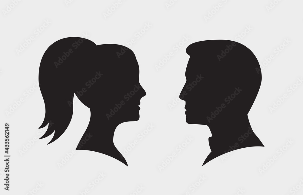 Man and woman silhouette icons. Illustration isolated. Simple pictogram.