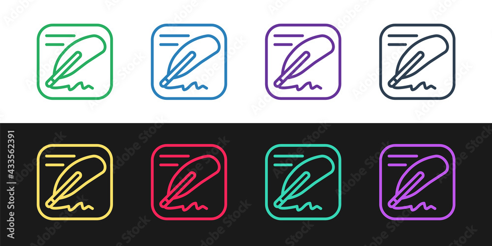 Set line Declaration of independence icon isolated on black and white background. Vector Set line Declaration of independence icon isolated on black and white background. Vector