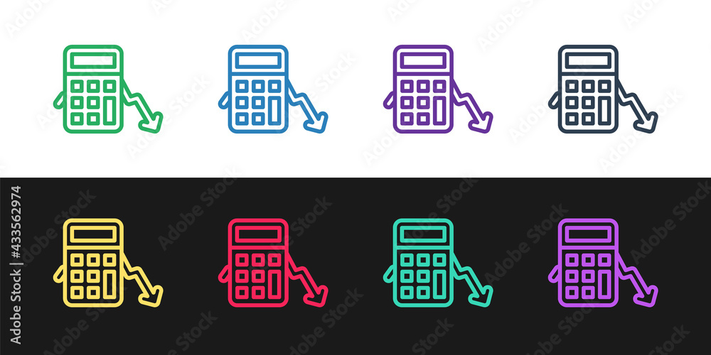 Set line Calculation of expenses icon isolated on black and white background. Vector Set line Calculation of expenses icon isolated on black and white background. Vector