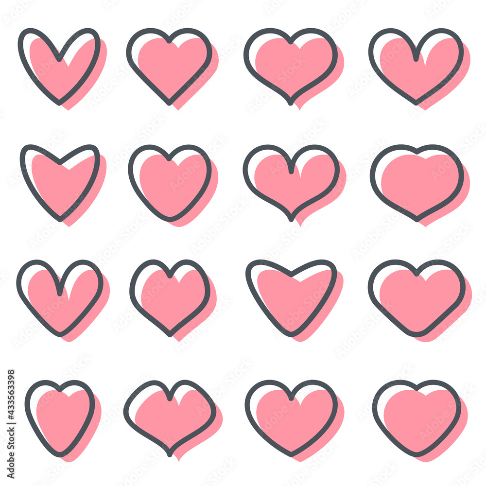 Set of vector template. Abstract heart icons.