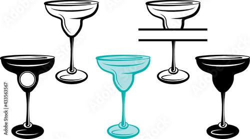 Margarita Glass SVG Cut File | Margarita Glass Svg | Wine Glass Svg | Monogram | Split Monogram