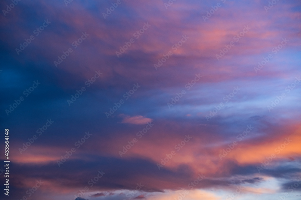 beautiful colorful sunset clouds in the summer 