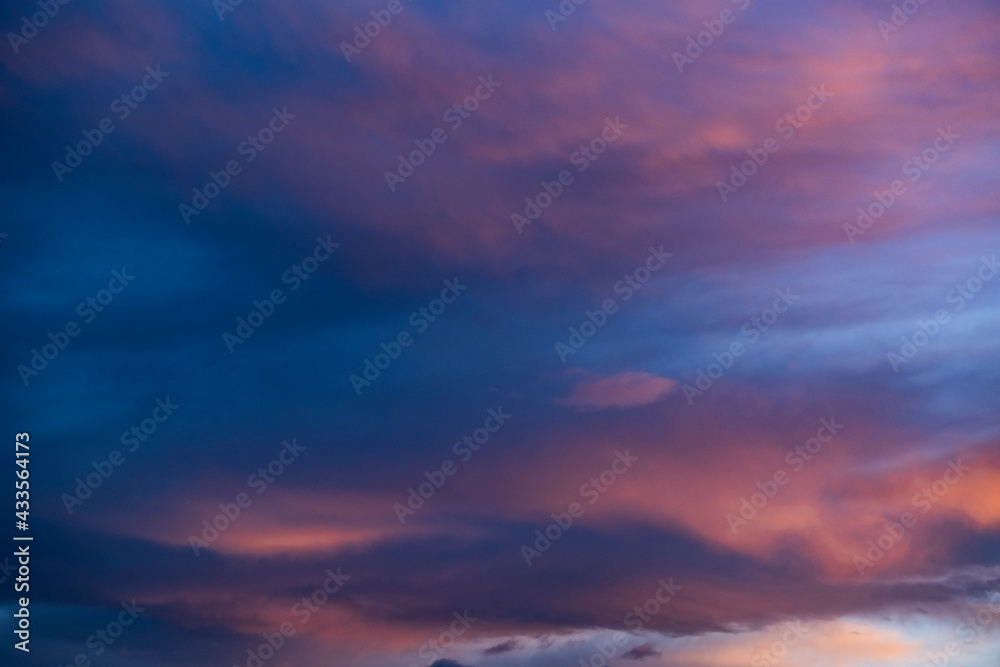 beautiful colorful sunset clouds in the summer 