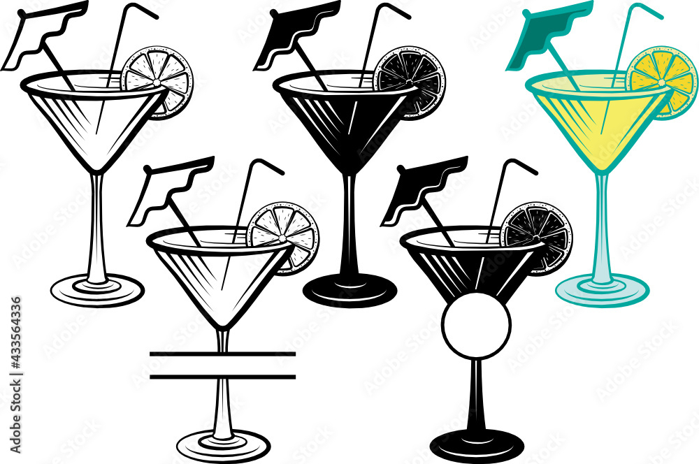 Vecteur Stock Martini Glass SVG Cut File | Margarita Glass With Lime