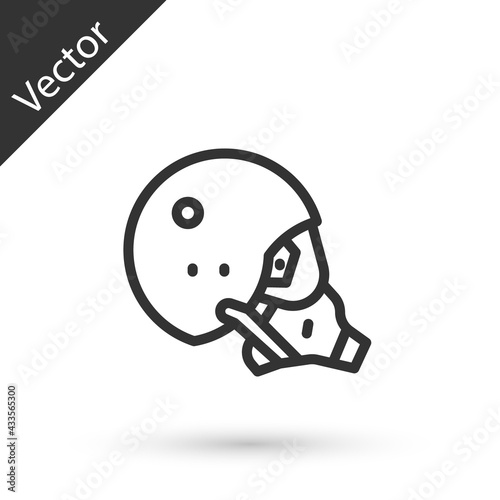 Grey line Modern pilot helmet icon isolated on white background. Vector
