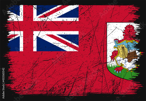 Creative grunge flag of Bermuda country. Happy national day of Bermuda. Brush flag on shiny black background