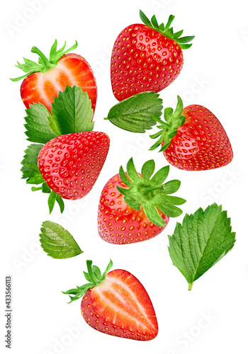 Strawberry with a leaf exotic fruit with slice