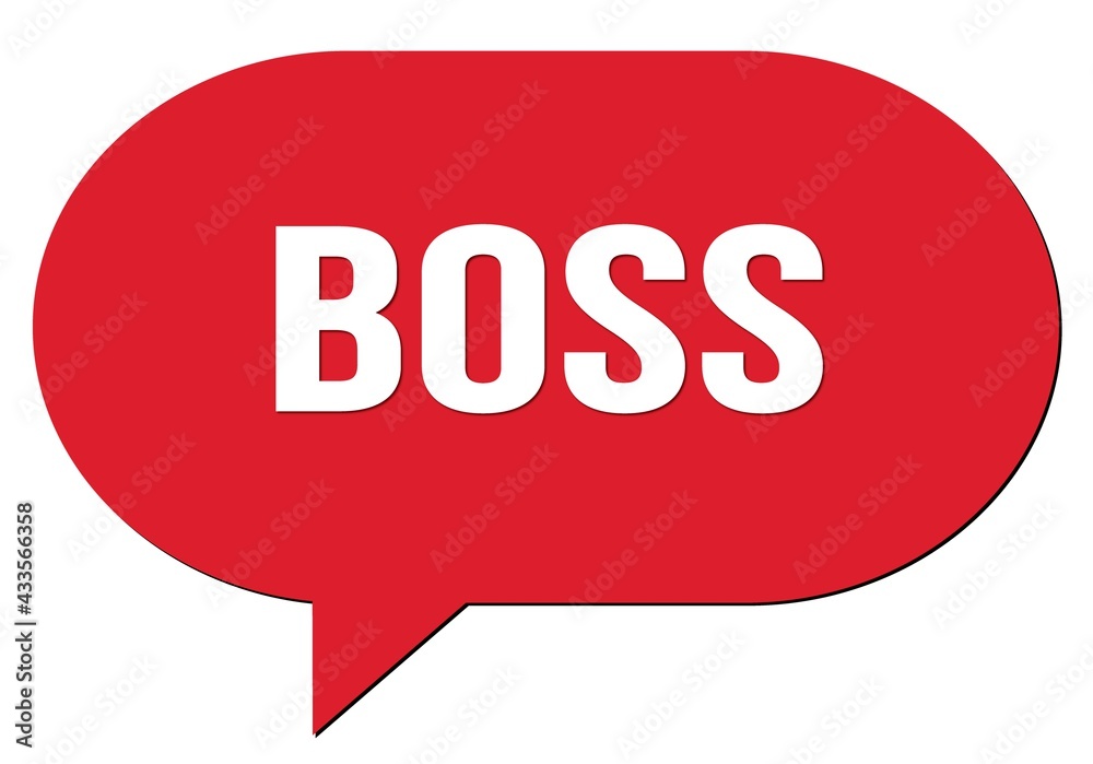 BOSS text written in a red speech bubble BOSS text written in a red speech bubble