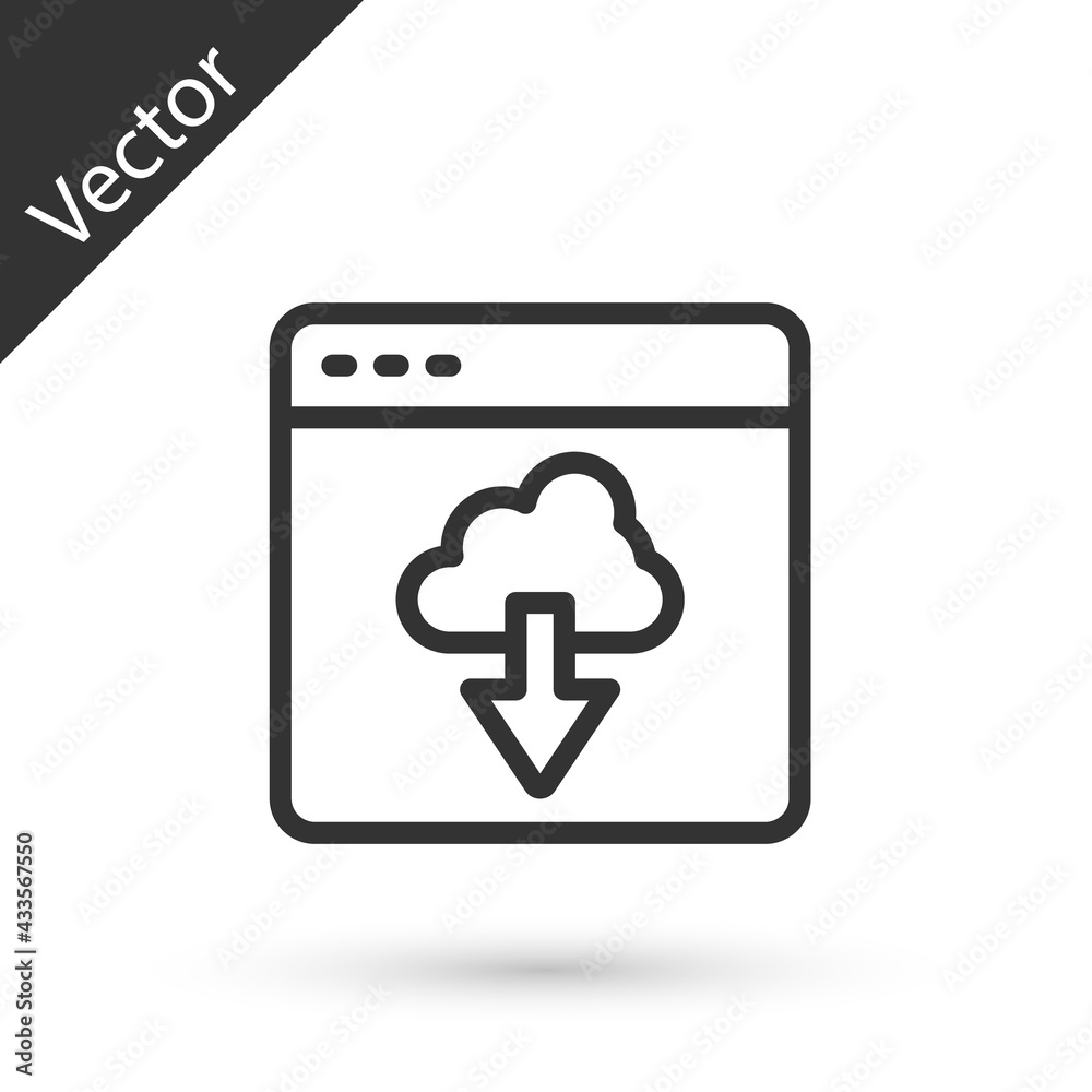 Grey line Cloud technology data transfer and storage icon isolated on white background. Vector Grey line Cloud technology data transfer and storage icon isolated on white background. Vector