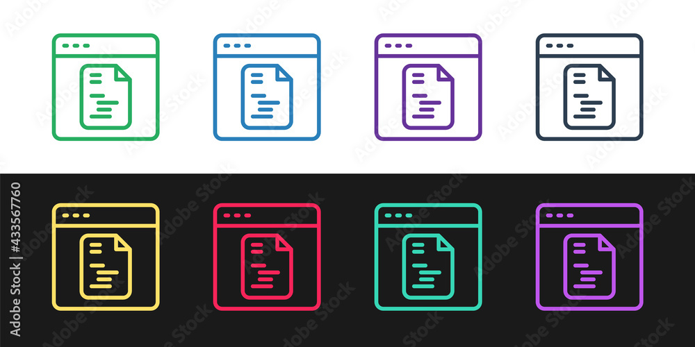 Set line Software, web developer programming code icon isolated on black and white background. Javascript computer script random parts of program code. Vector Set line Software, web developer programming code icon isolated on black and white background. Javascript computer script random parts of program code. Vector