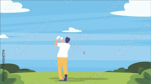 couple is playing golf in the garden