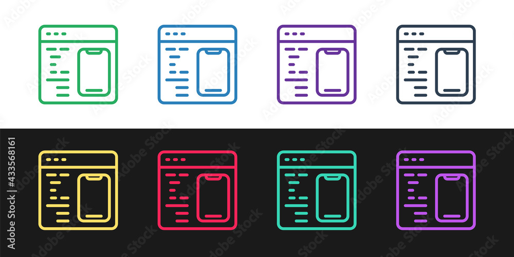Set line Software, web developer programming code icon isolated on black and white background. Javascript computer script random parts of program code. Vector Set line Software, web developer programming code icon isolated on black and white background. Javascript computer script random parts of program code. Vector