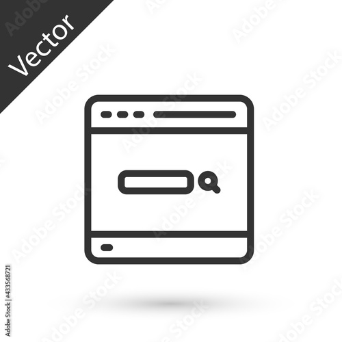 Grey line Search engine icon isolated on white background. Vector