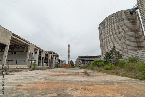 Abandoned the oldest sugar factory in Serbia. The abandoned factory buildings are in the municipality of Padinska Skela in Belgrade, Serbia. photo