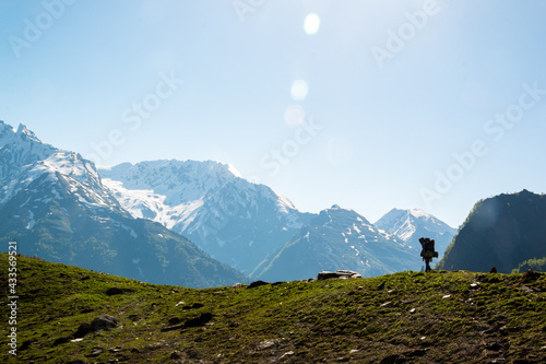 A lone hiker on the Beas Kund trek in northern India