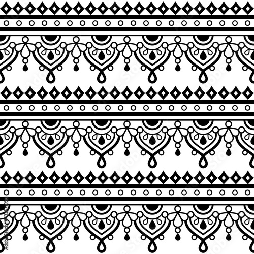 Mehndi Indian henna tattoo style vector seamless pattern, decorative background perfect for textile or fabric print design
