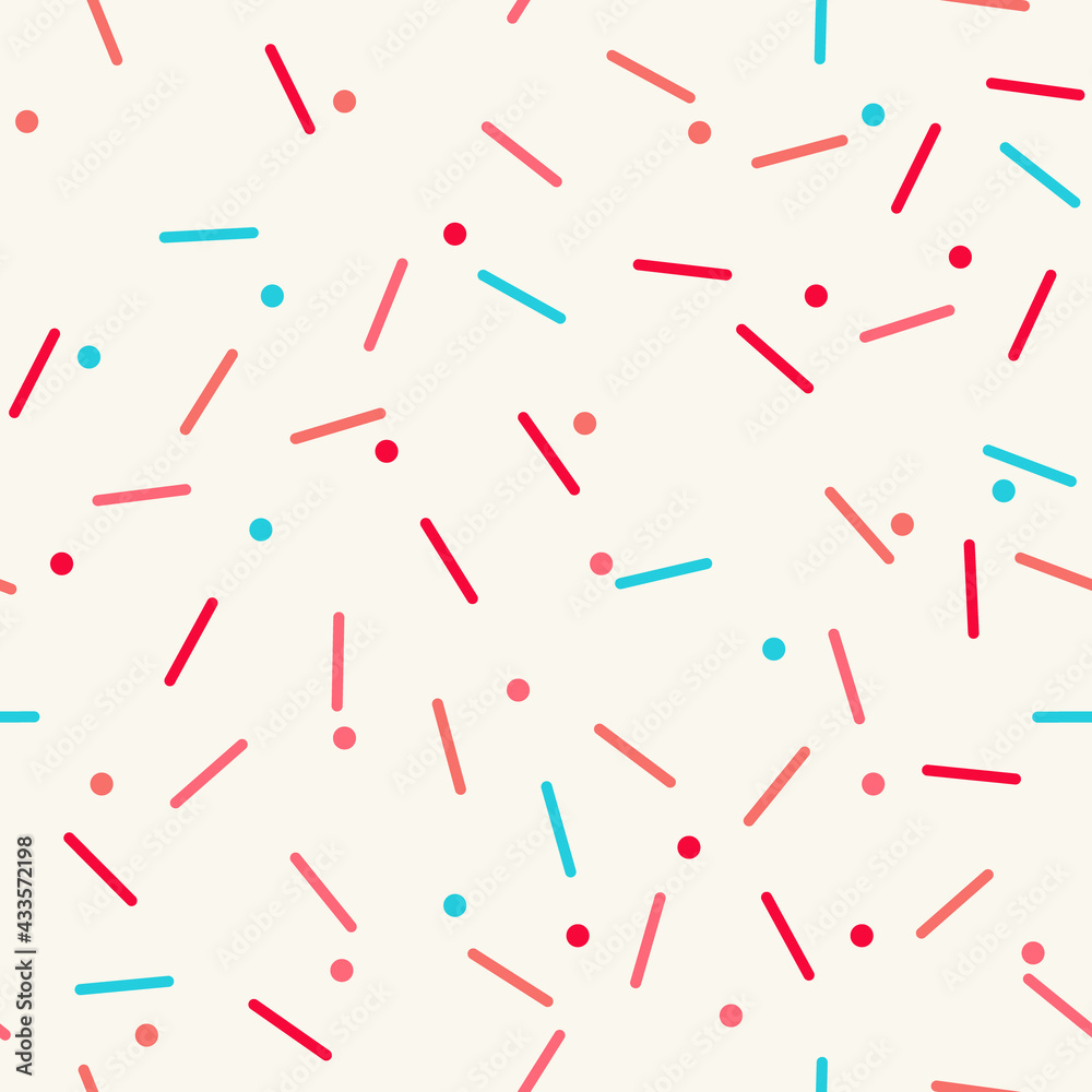 Sprinkle vector seamless pattern. Doughnut and ice cream dessert cute background. Sprinkle vector seamless pattern. Doughnut and ice cream dessert cute background.