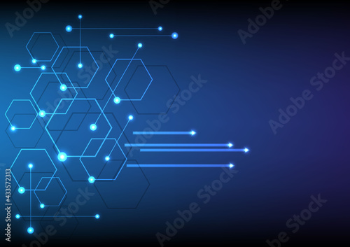Abstract blue hexagons pattern background for design.Hi-tech communication concept innovation.vector illustration eps 10 photo