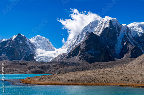 Gurudongmar lake located on a altitude of 17500 ft. above sea level.  Location Sikkim
