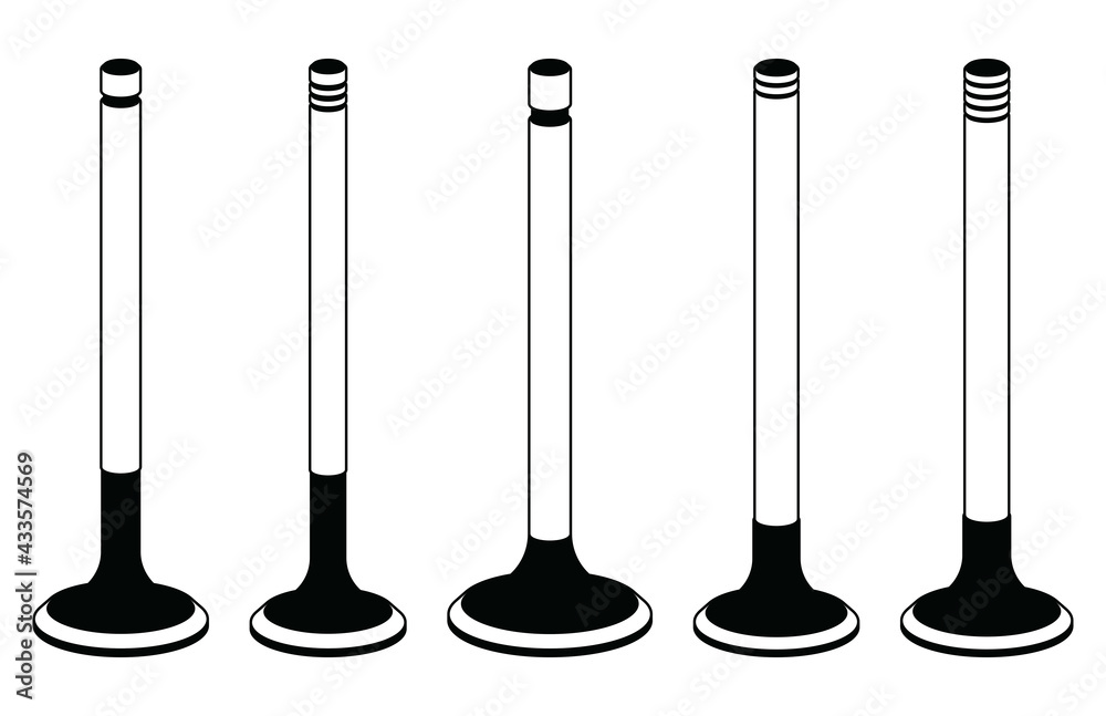 Engine valve icons. Spare parts. Vector illustration Engine valve icons. Spare parts. Vector illustration