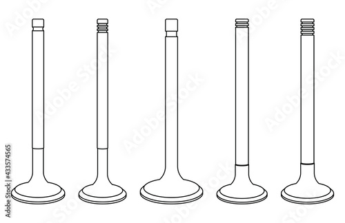 Engine valve icons. Spare parts. Vector thin line