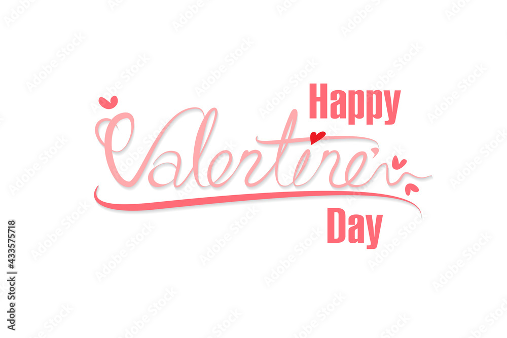 Valentines day background with heart pattern and typography of happy valentines day in pink text