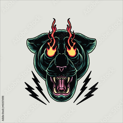 angry panther tattoo vector design