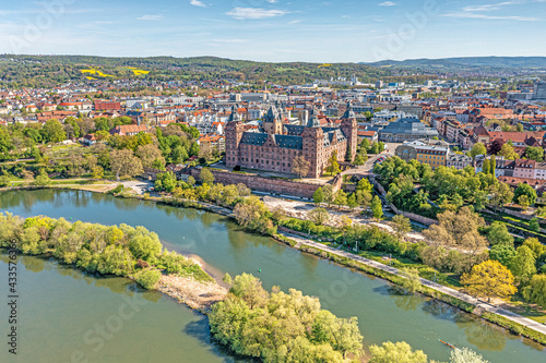 Panoramic aerial view over German city Aschaffenburg on the river Main photo