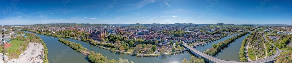 Panoramic aerial view over German city Aschaffenburg on the river Main Panoramic aerial view over German city Aschaffenburg on the river Main
