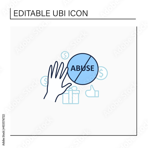 Ending abuse line icon. Stop exploitation. Universal basic income concept. Isolated vector illustration.Editable stroke