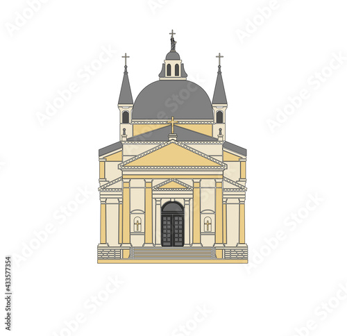 DRAWING OF HISTORICAL BUILDINGS OF VENICE, ANCIENT ITALIAN ARCHITECTURE IN GOTHIC AND NEOCLASSIC STYLE