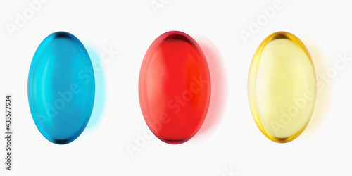 Vitamin and nutrients capsules pills isolated 3d realistic vector illustration. Pharmaceutical set. Painkiller, antibiotic