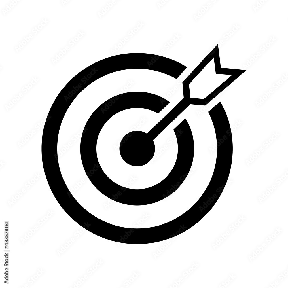 Target vector icon. Target with arrow icon. Mission or business goal logo. Target dart icon vector illustration isolated on white background. Vector for app or ui ux. Target vector icon. Target with arrow icon. Mission or business goal logo. Target dart icon vector illustration isolated on white background. Vector for app or ui ux.