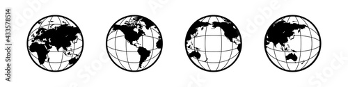 globe world icon set. globe planet map vector illustration